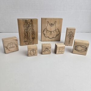 JRL Design Tiny Ballerina Ballet Slipper Tutu Rubber Stamp 8pc Set